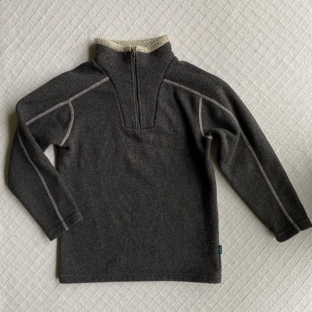 Kuhl‎ Kids Fleece Quarter Zip Pull Over Sweater Sherpa Mock Neck Gray Small 7-8